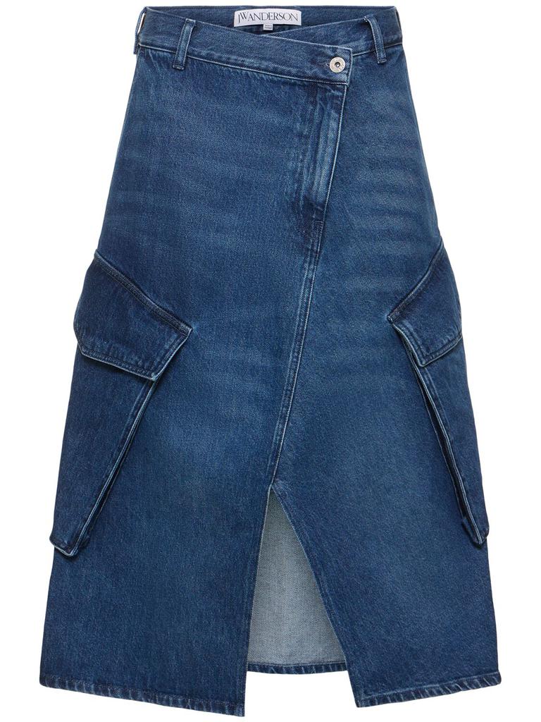JW ANDERSON Denim Cargo Pocket Midi Skirt