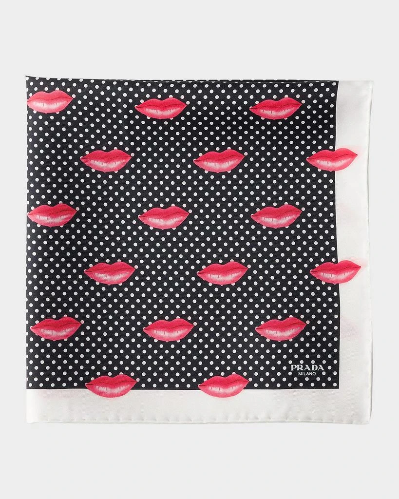Prada Lip-Print Silk Twill Scarf