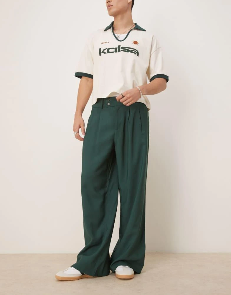 ASOS ASOS DESIGN loose fit smart trousers in green 1
