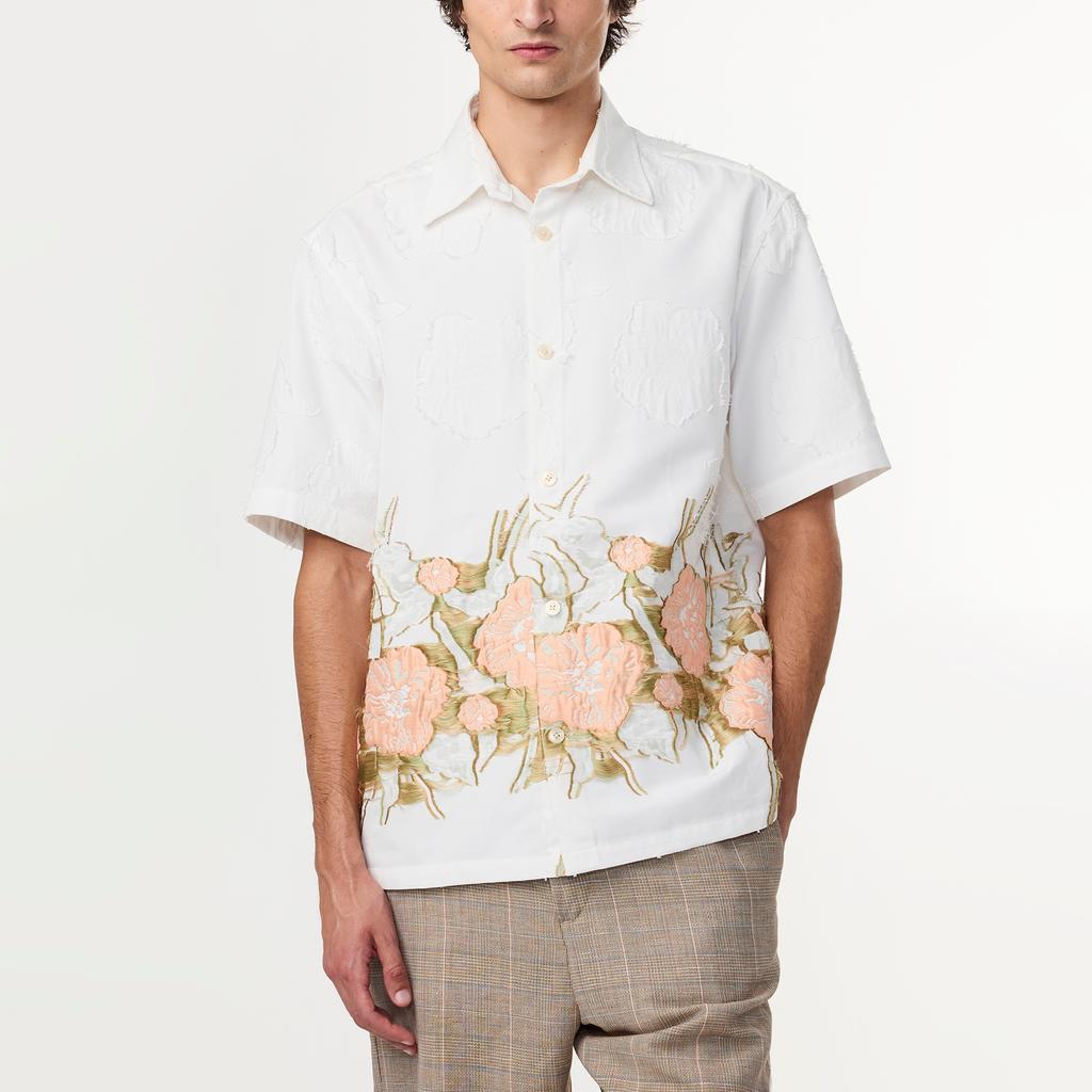 NN07 Freddy Floral-Jacquard Fil-Coupé Poplin Shirt