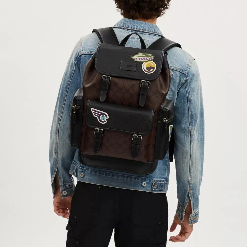 Coach Sprint Backpack In Signature Canvas With Travel Patches 2