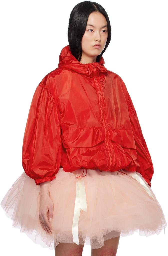 Simone Rocha Red Cargo Pocket Puff Sleeve Drawstring Jacket