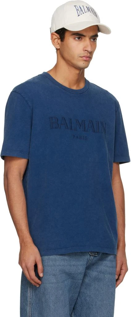 Balmain Blue Vintage 
Balmain
 Embroidered T-shirt 2