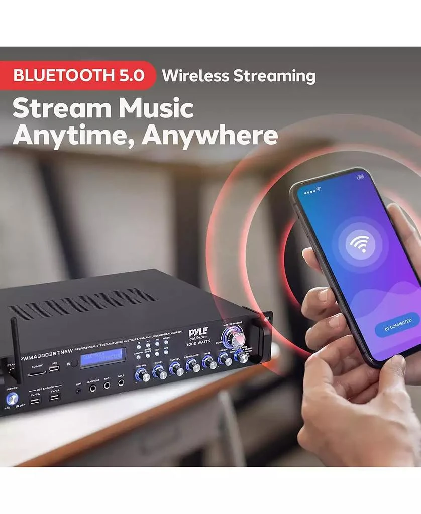Pyle 3000W Bluetooth Hybrid Amplifier Receiver with VHF Mics 
Multi-Input Support 4