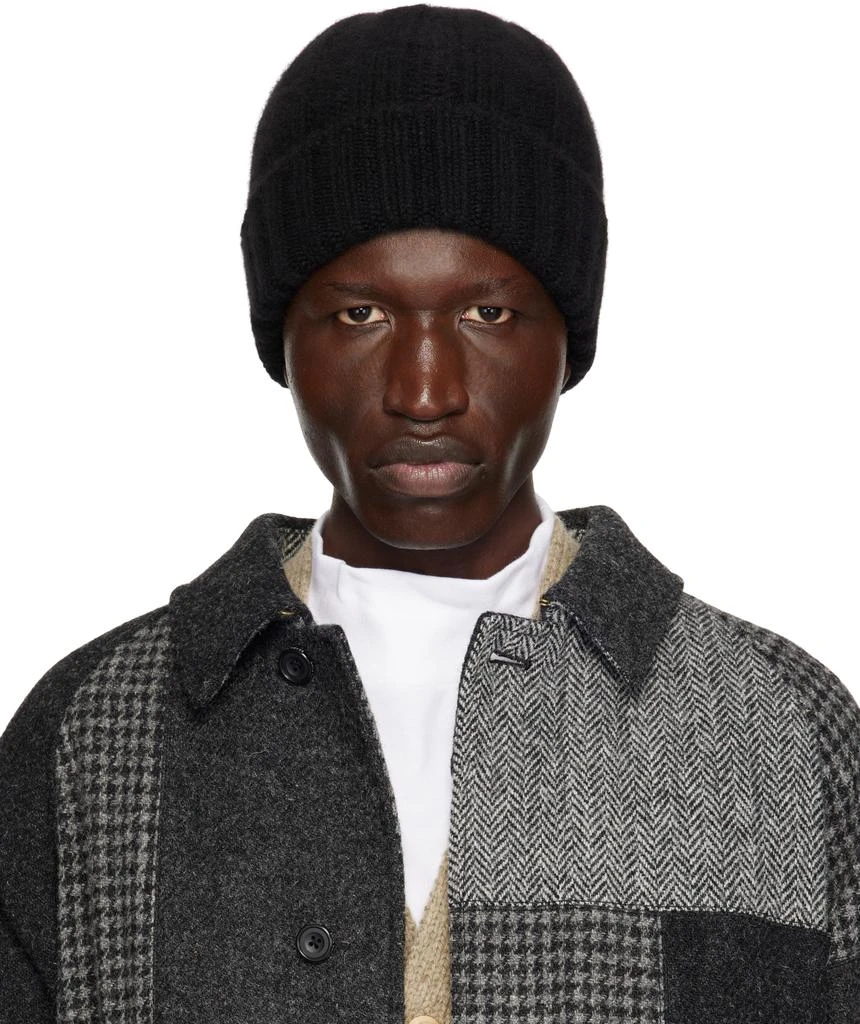BEAMS PLUS Black Cashmere Ribbed Watch Beanie 1
