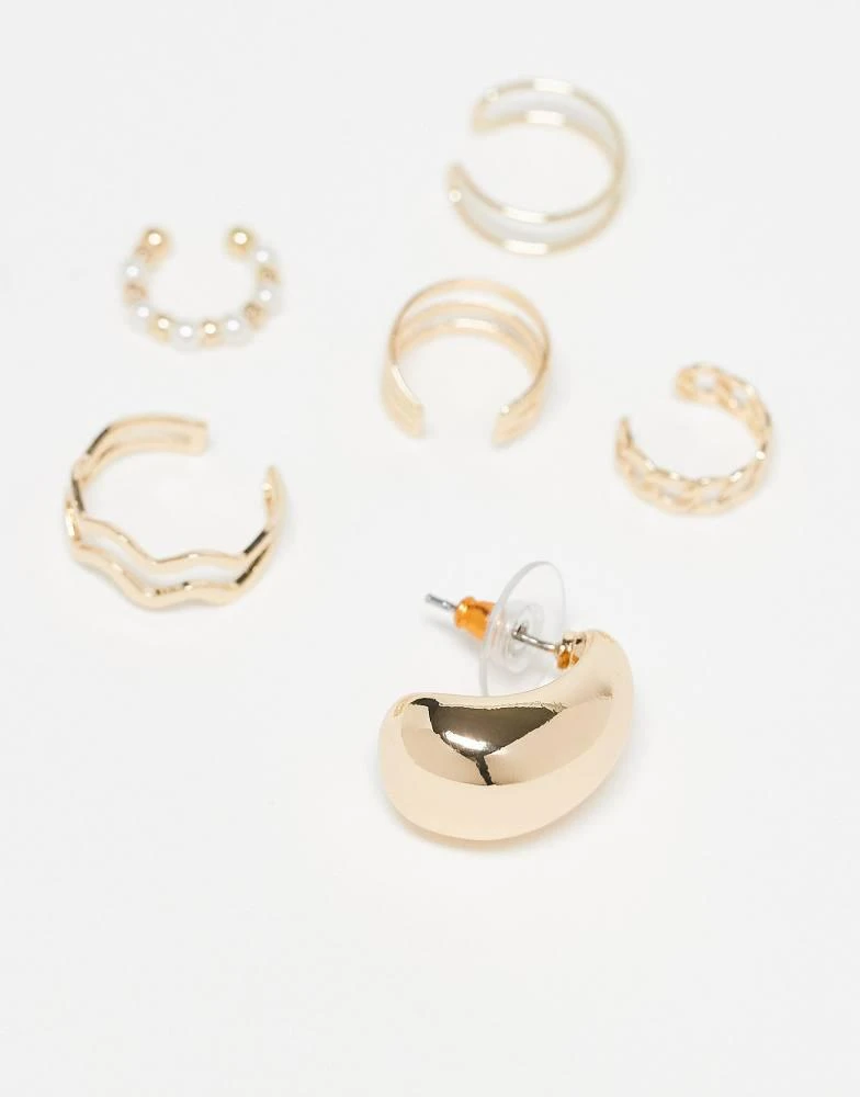ASOS ASOS DESIGN pack of 5 ear cuffs with single hoop in gold tone 2