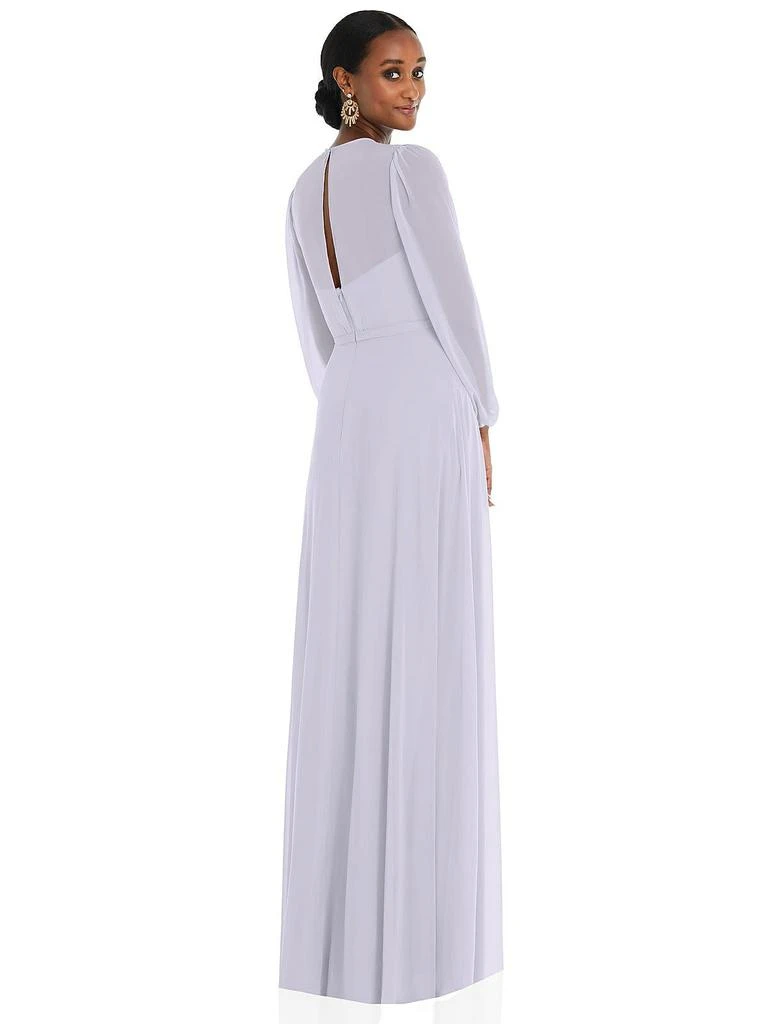 Dessy Collection Strapless Chiffon Maxi Dress with Puff Sleeve Blouson Overlay 2