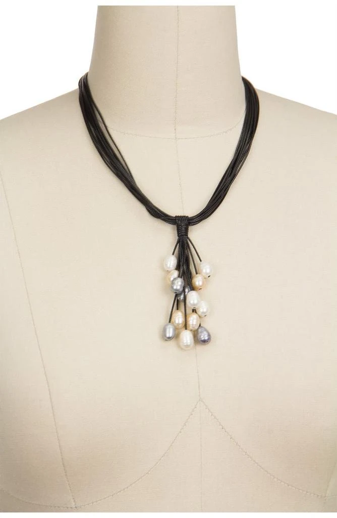 SAACHI Tahitian Winter Dangling 0.5mm Freshwater Pearl Corded Pendant Necklace