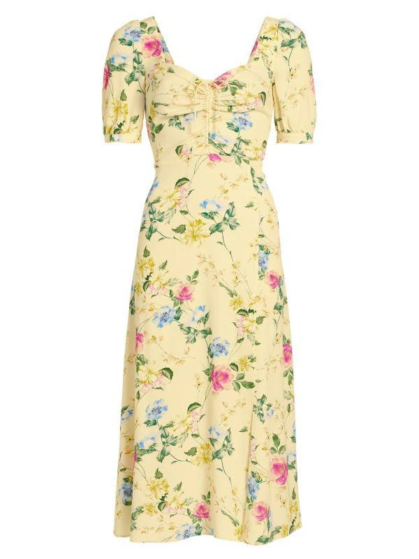 Favorite Daughter The Vineyard Floral Puff-Sleeve Midi-Dress 6
