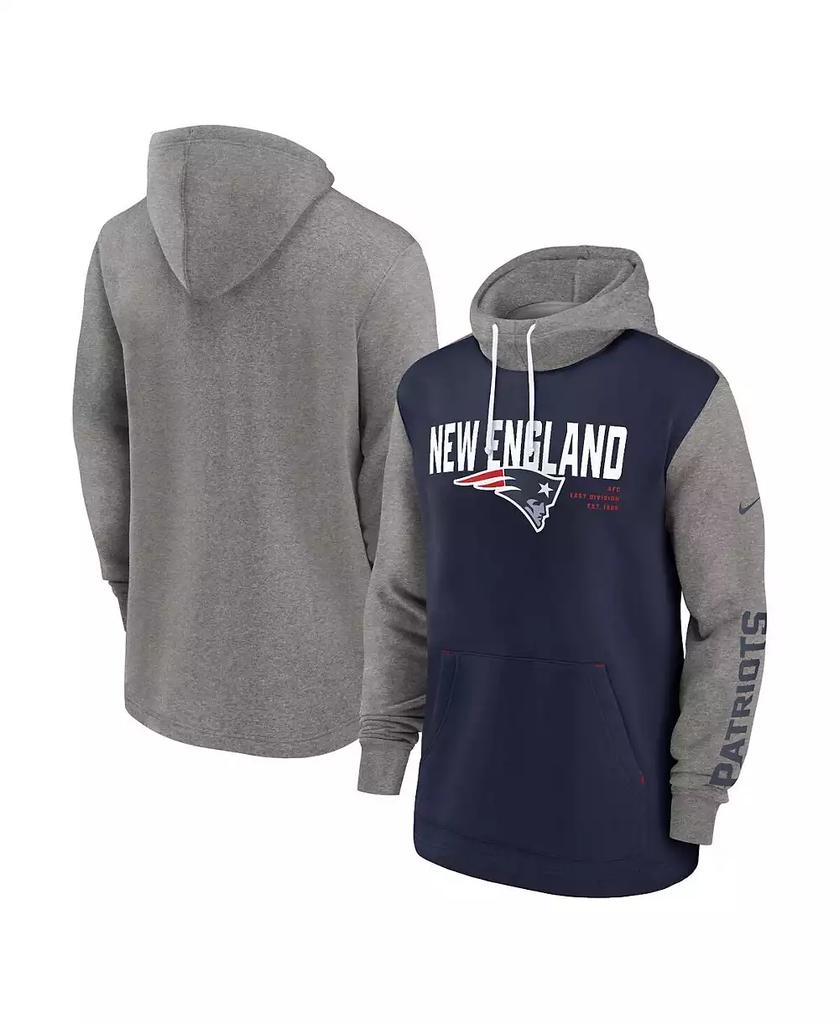 NIKE Men's Navy New England Patriots Fashion Color Block Pullover Hoodie