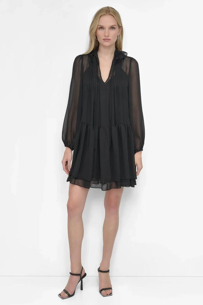 DKNY LONG SLEEVE CHIFFON MINI DRESS 1