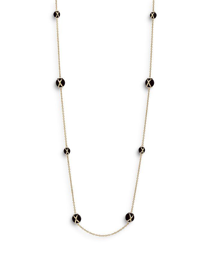 L. Klein 18K Yellow Gold Prisma Black Agate Station Long Chain Necklace, 37"