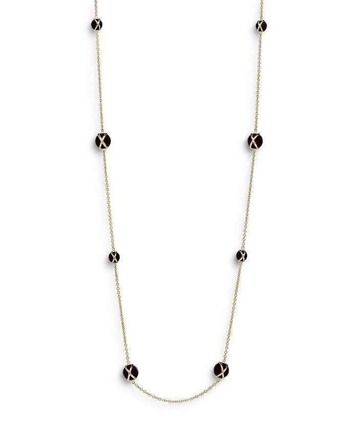L. Klein 18K Yellow Gold Prisma Black Agate Station Long Chain Necklace, 37" 1