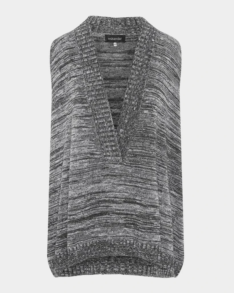 Eskandar A-Line Sleeveless V Sweater (Mid Plus Length) 1