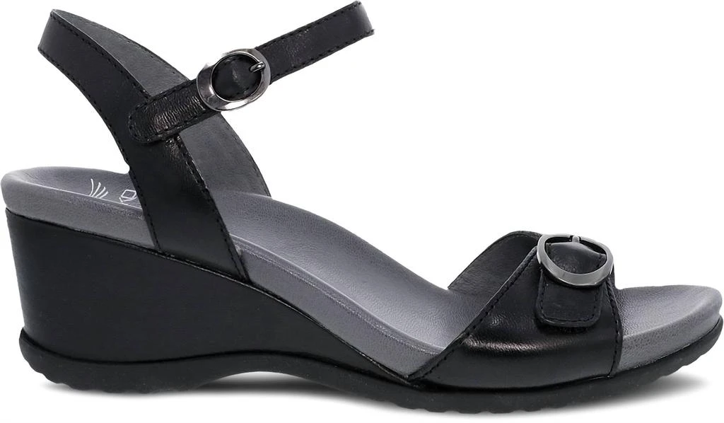 Dansko Women's Arielle Wedge Sandal In Black Glazed 1
