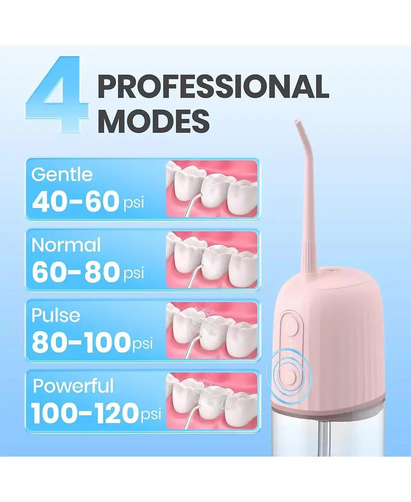 HEATDAZ Cordless Water Flosser, Portable Electric Water Dental Flossers, Rechargeable Oral Irrigator for Travel with 4 Nozzles and 4 Modes 6
