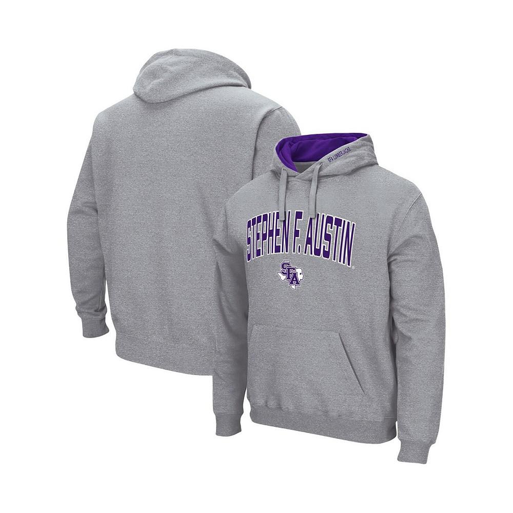 Colosseum Men's Heathered Gray Stephen F Austin Lumberjacks Arch and Logo Pullover Hoodie