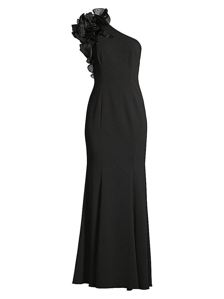 Aidan Mattox Organza Ruffle One-Shoulder Gown 1