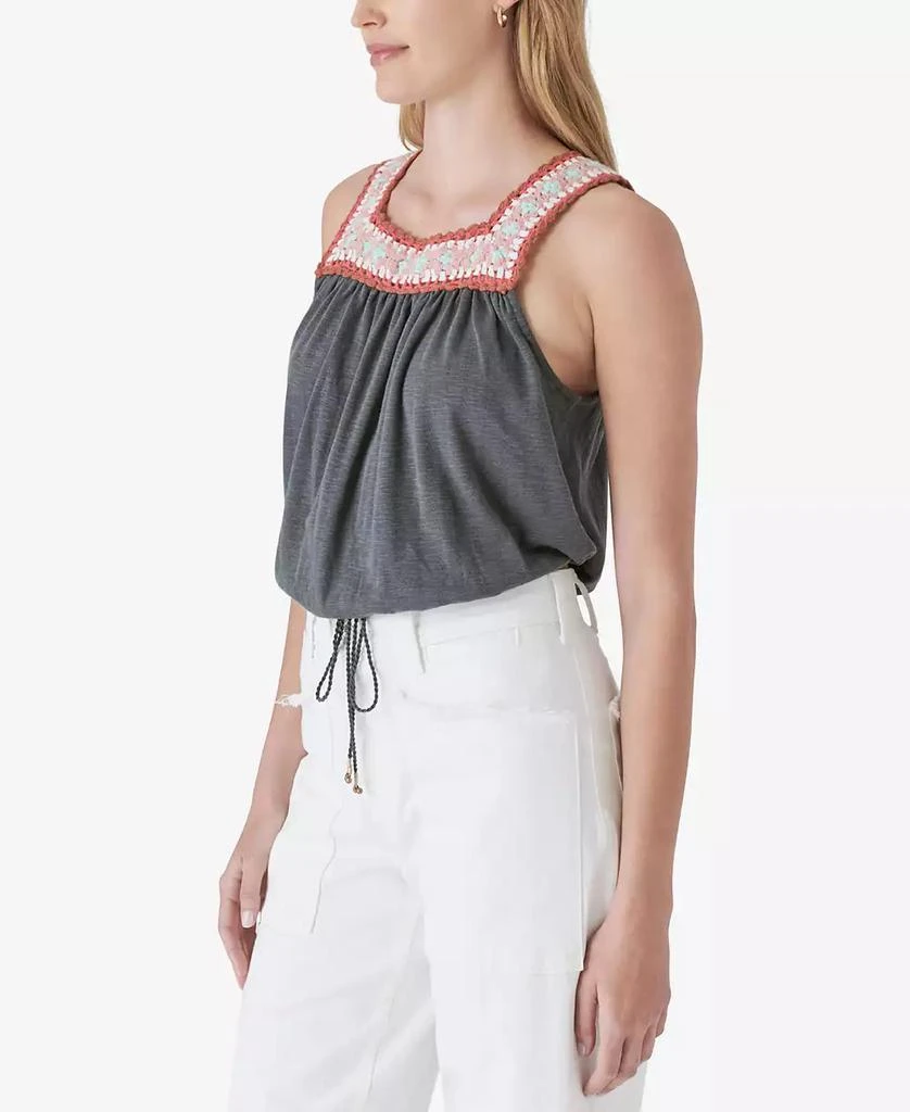 Lucky Brand Women's Cotton Crochet-Trim Bubble Tank 3