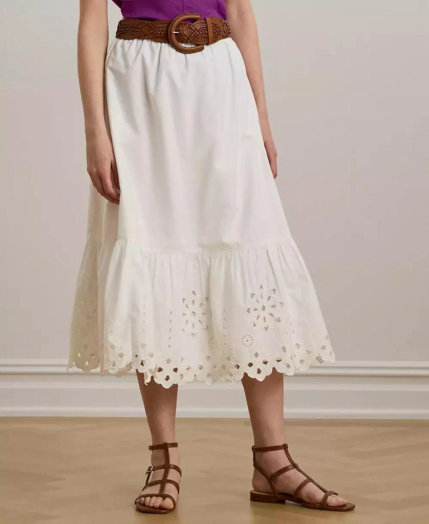 Ralph Lauren Women's Eyelet Cotton Broadcloth Midi Skirt 2