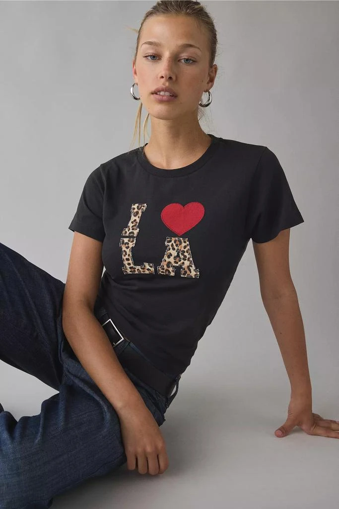 Urban Outfitters I Heart LA Animal Print Applique Graphic Slim Tee