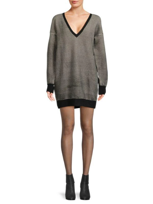 Ramy Brook Eva Striped Drop Shoulder Mini Sweater Dress 1