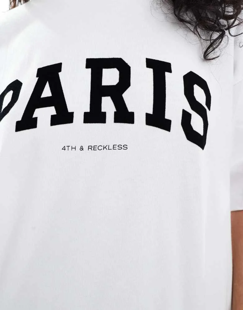4th & Reckless 4th & Reckless oversized Paris logo t-shirt in white 4