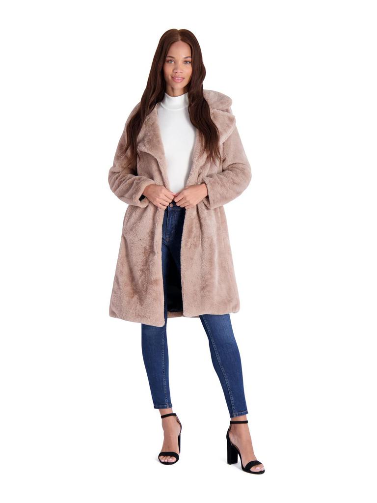 Avec Les Filles Womens Faux Fur Plush Faux Fur Coat