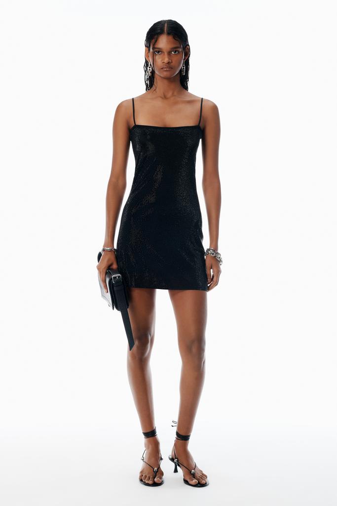 Alexander Wang Black Crystal Hotfix Cami Dress