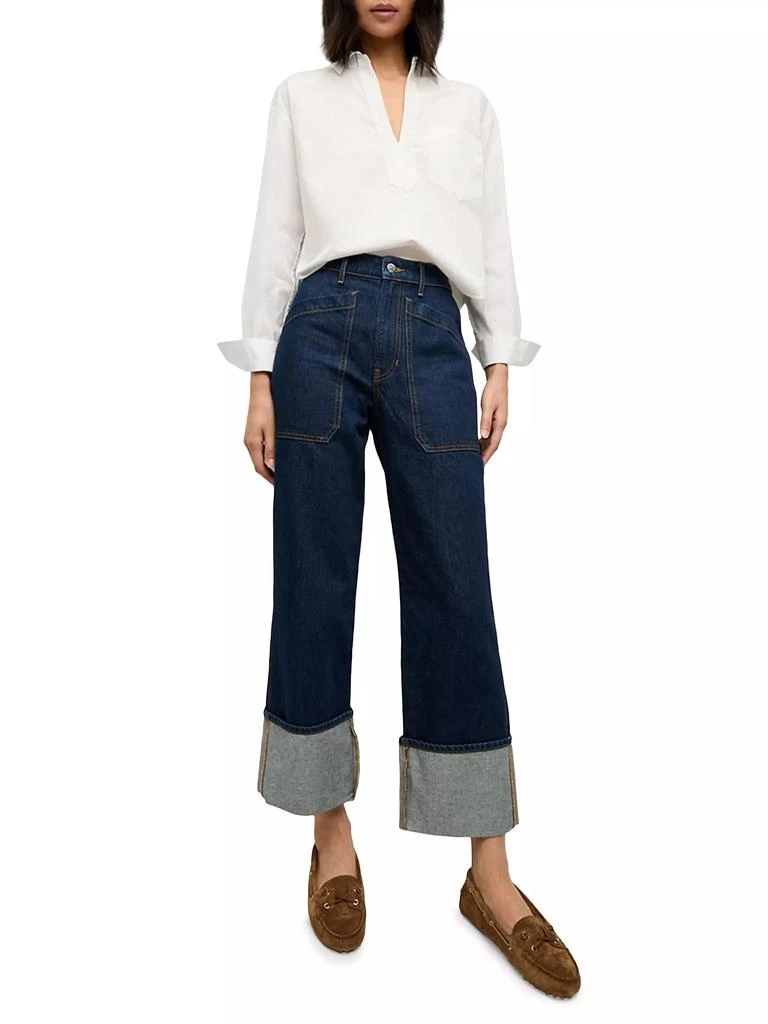 VERONICA BEARD Dylan Cuffed High-Rise Straight Jeans 2