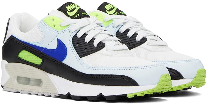 NIKE White & Blue Air Max 90 Sneakers 4