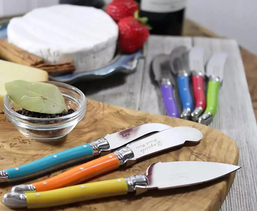 French Home Laguiole Jewel Colors Cheese Knife and Spreader Set, 7 Piece. 4