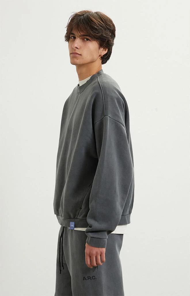 A.R.C. Black Vintage Wash Heavyweight Fleece Crew Neck Sweatshirt 3