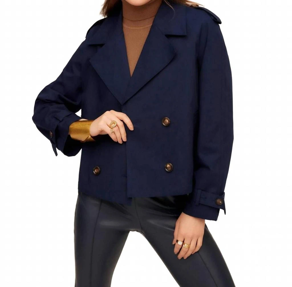 Fifteen Twenty Chelsea Cropped Trench Jacket In Navy