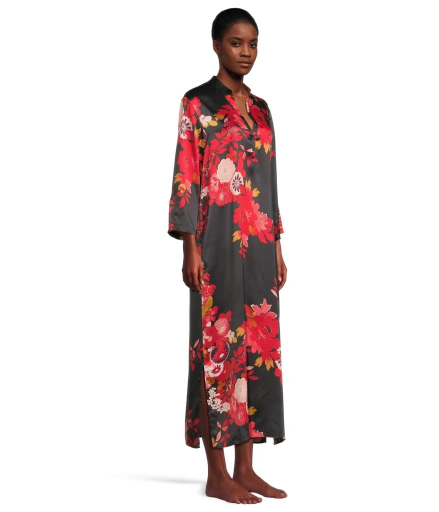 Natori Empress - Printed Satin Mandarin Collar Caftan 2