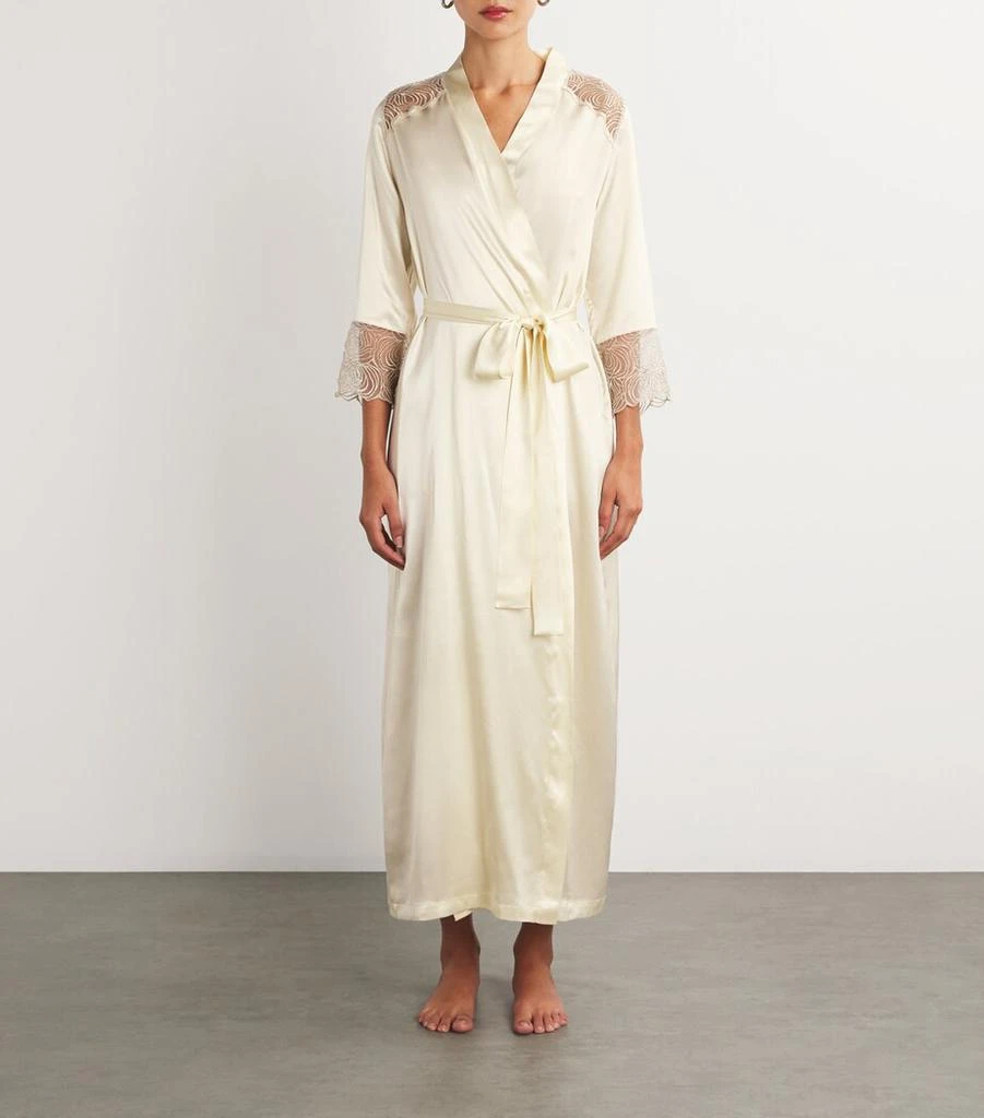 GILDA & PEARL Silk Lace-Trim Long Robe 2