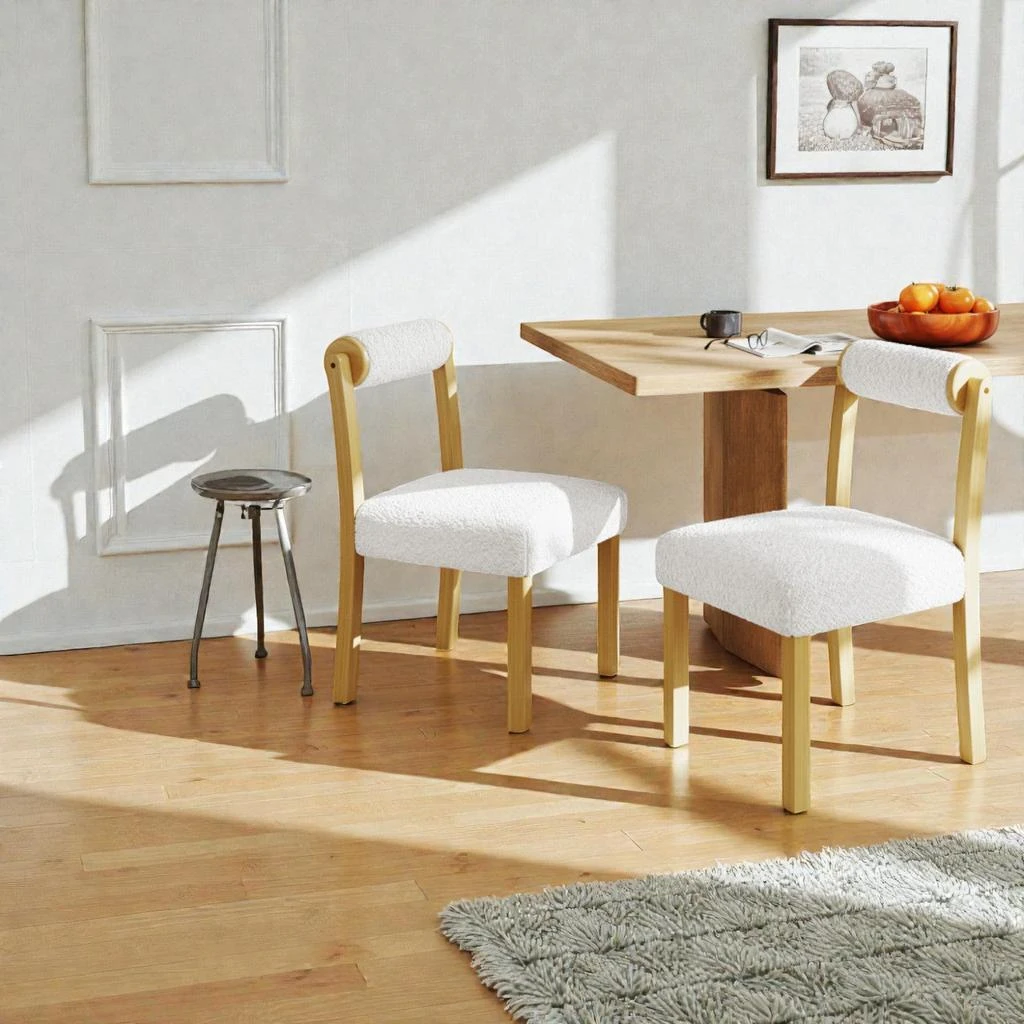 Hivvago Set of Two Rubberwood Dining Chairs with Distinctive Cylinder Backrest