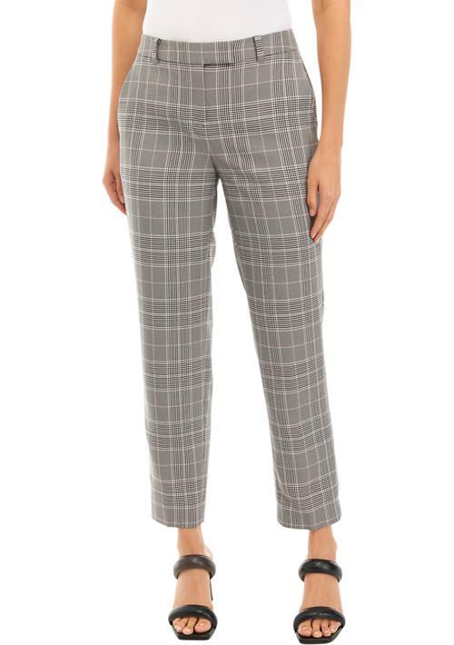 The Limited Women s Petite Plaid Slim Ankle Pants Black 10p