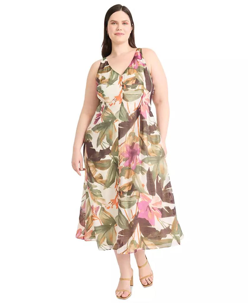 Maggy London Plus Size Printed Sleeveless Midi Dress