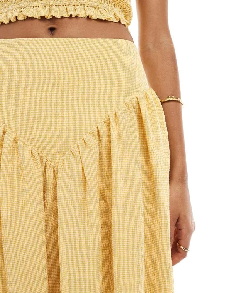 Daisy Street Daisy Street drop waist maxi skirt in yellow gingham co-ord 4
