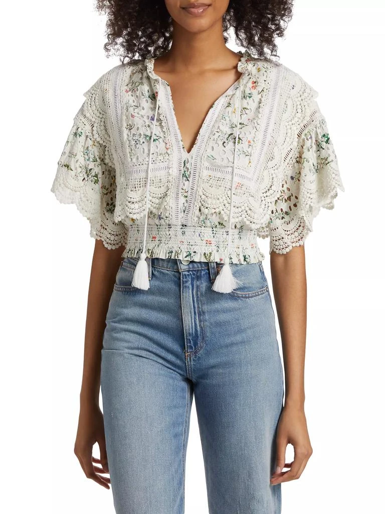 Alice + Olivia Tabitha Floral Lace Tassel Blouse 3