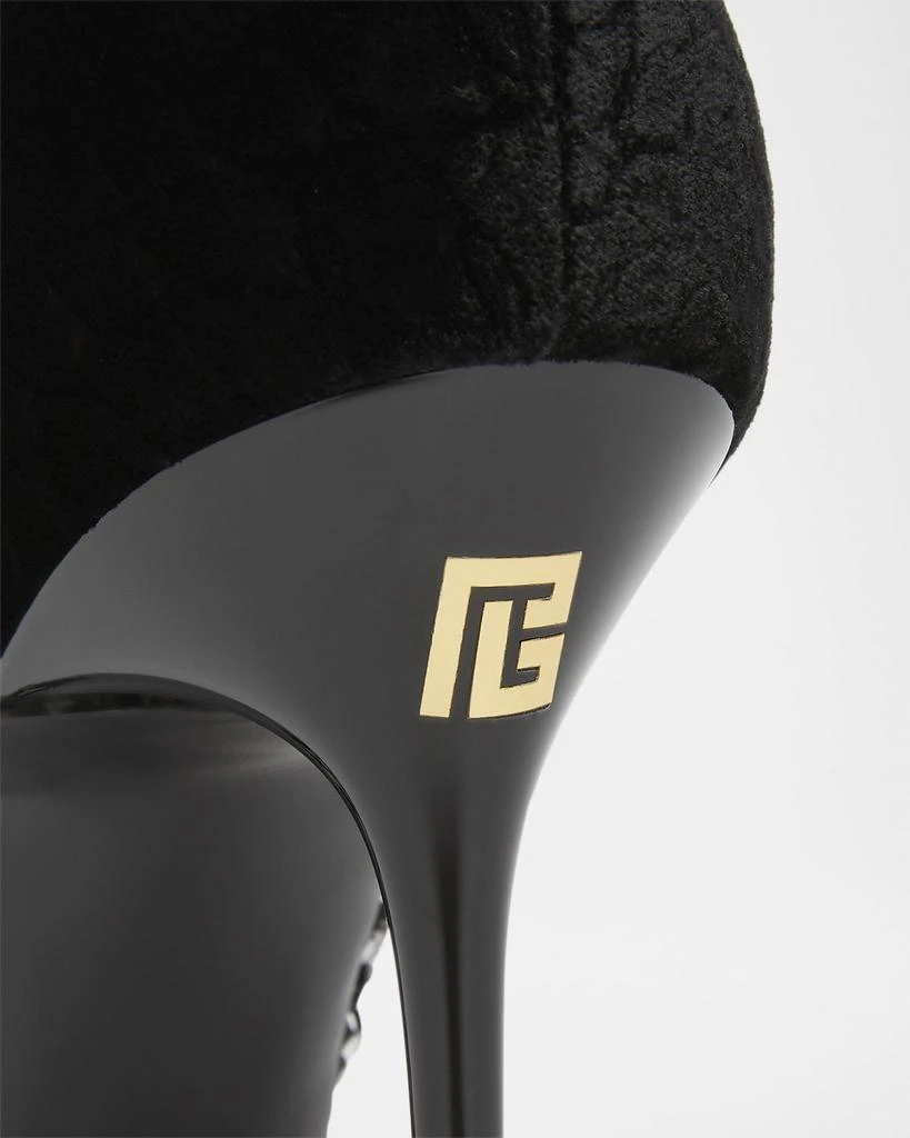 Balmain Velvet Strass Mesh Ankle Boots 6