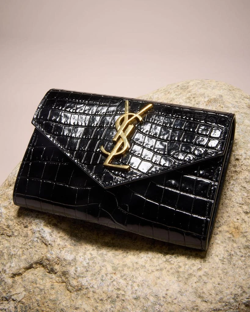 Yves Saint Laurent YSL Monogram Small Wallet on Chain in Croc-Embossed Leather 5