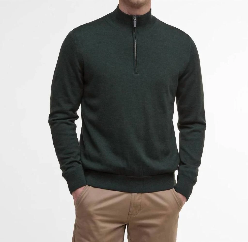 Barbour Men
s Gamlan Half Zip Top In Olive