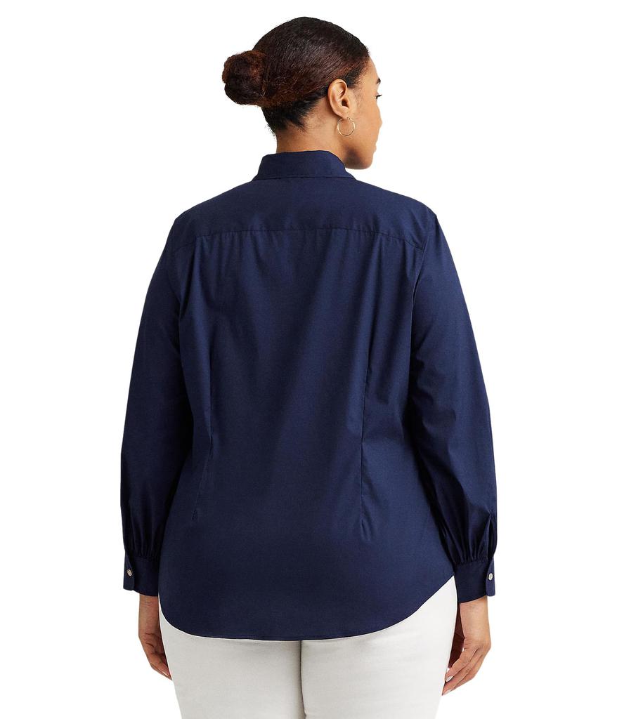 LAUREN Ralph Lauren Plus-Size Tie-Front Cotton-Blend Shirt