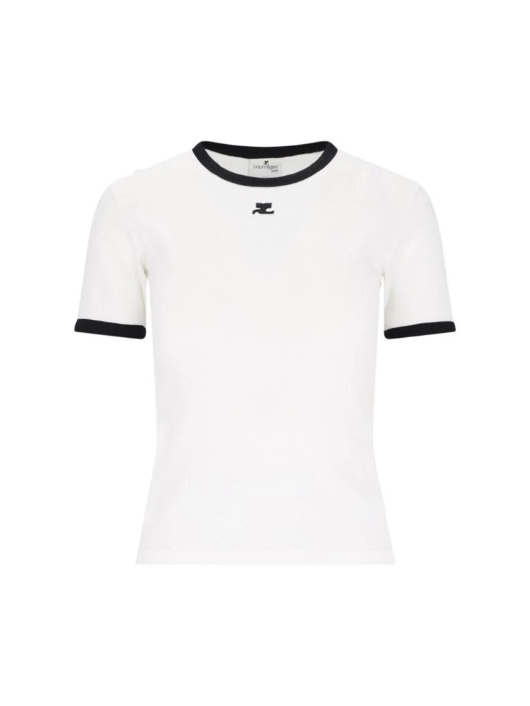 Courrèges Courrèges Logo Embroidered Crewneck T-Shirt 1