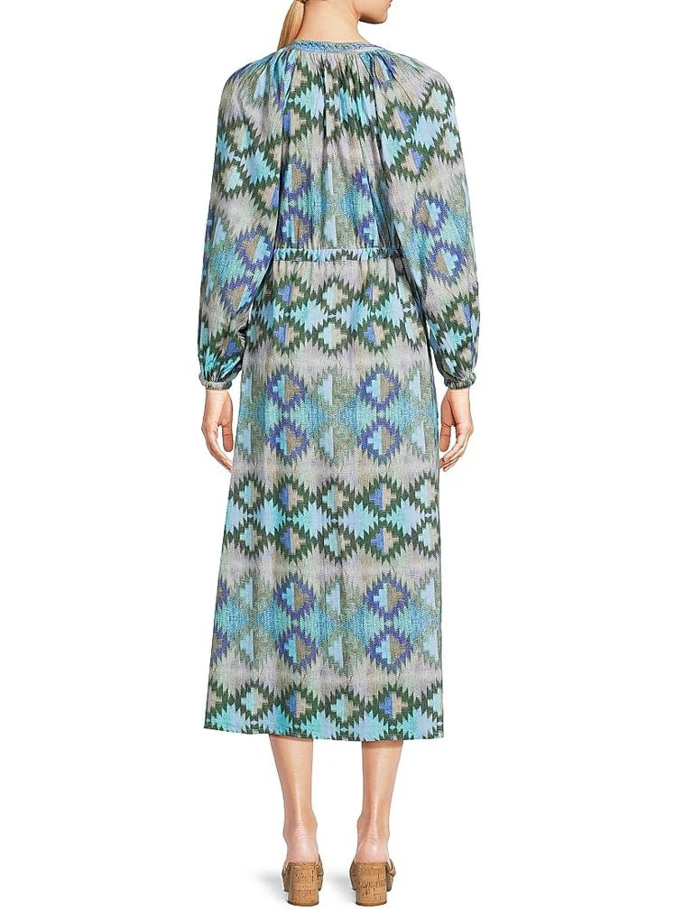 Ro's Garden Amalfi Geometric Cotton Long-Sleeve Maxi Dress 5