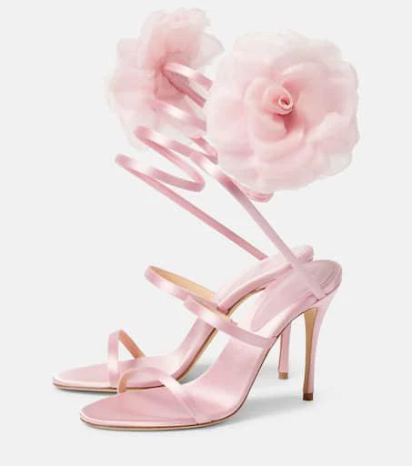 Magda Butrym Floral-appliqué satin sandals 5