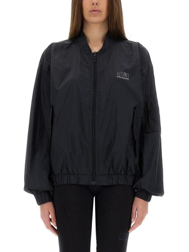 MM6 Lightweight Black Nylon Jacket With Design