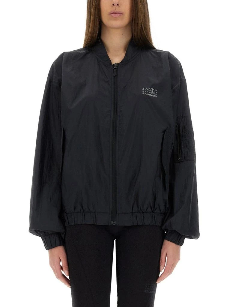 MM6 Lightweight Black Nylon Jacket With Design 2